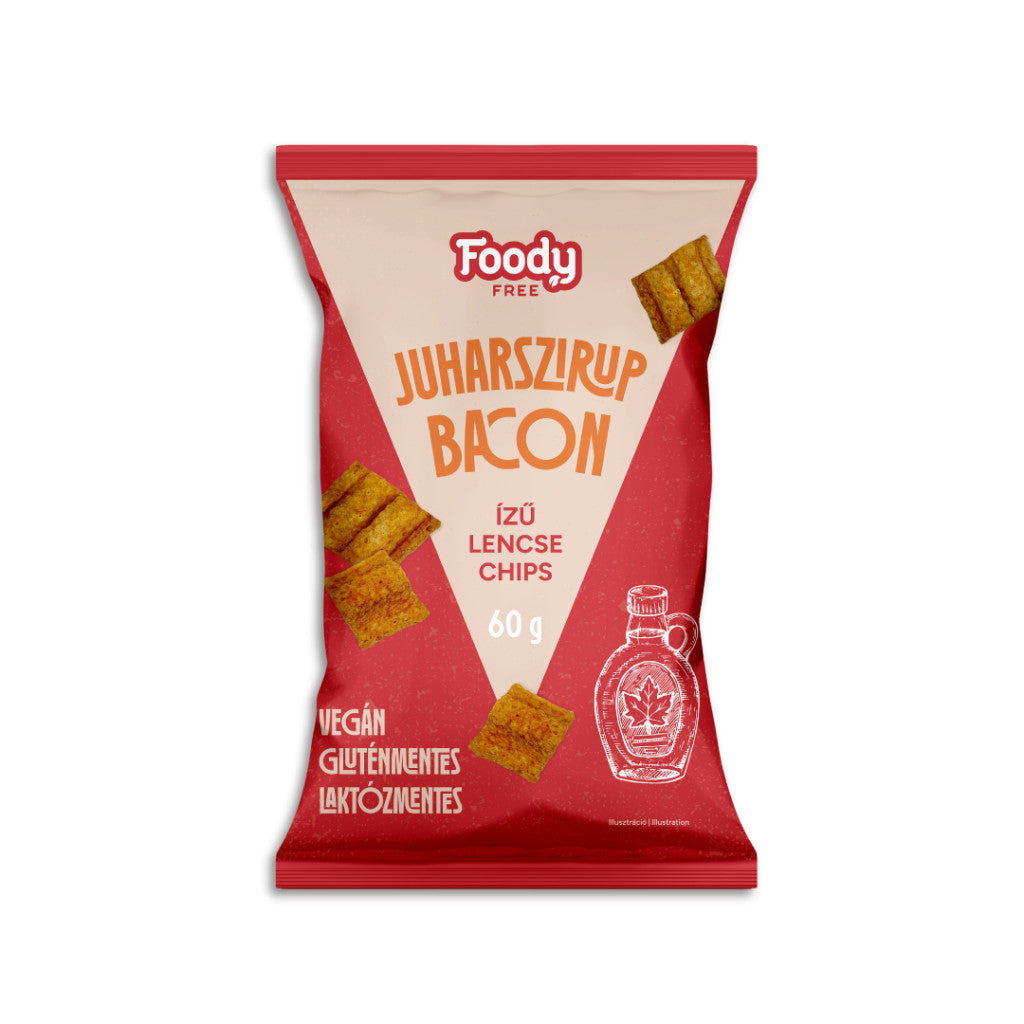 FOODY free intense Juharszirup-bacon ízesítésű lencse chips 60g