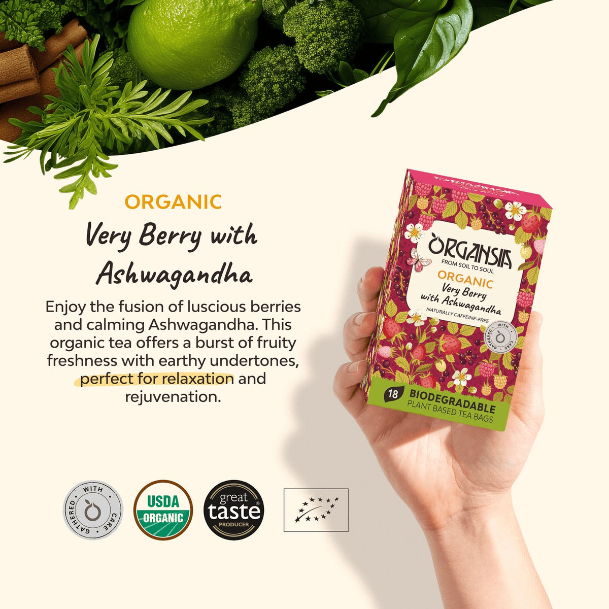 Organsia Piros bogyós gyümölcs ashwagandhával bio tea 32 g (18 filter)