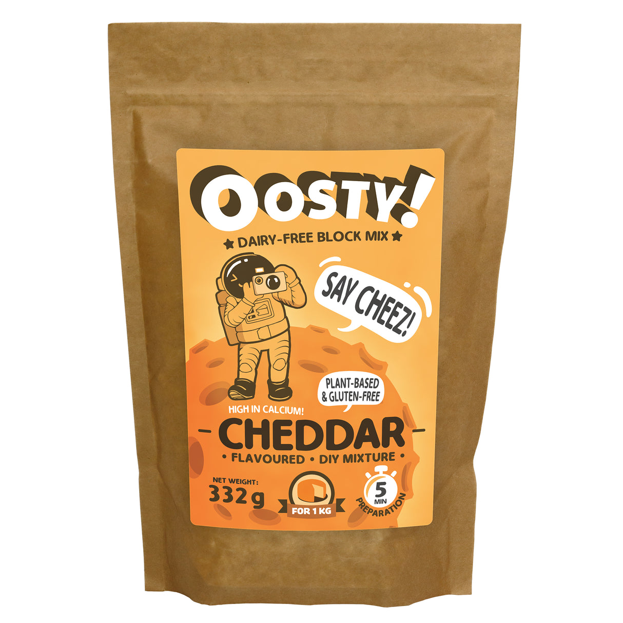 Oosty Cheddar ízű növényi alap mix 332g - 1kg növényi tömb elkészítéséhez