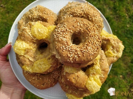 Sajtos és szezámmagos bagel (glutén,tej,tojás,cukor,szójamentes)