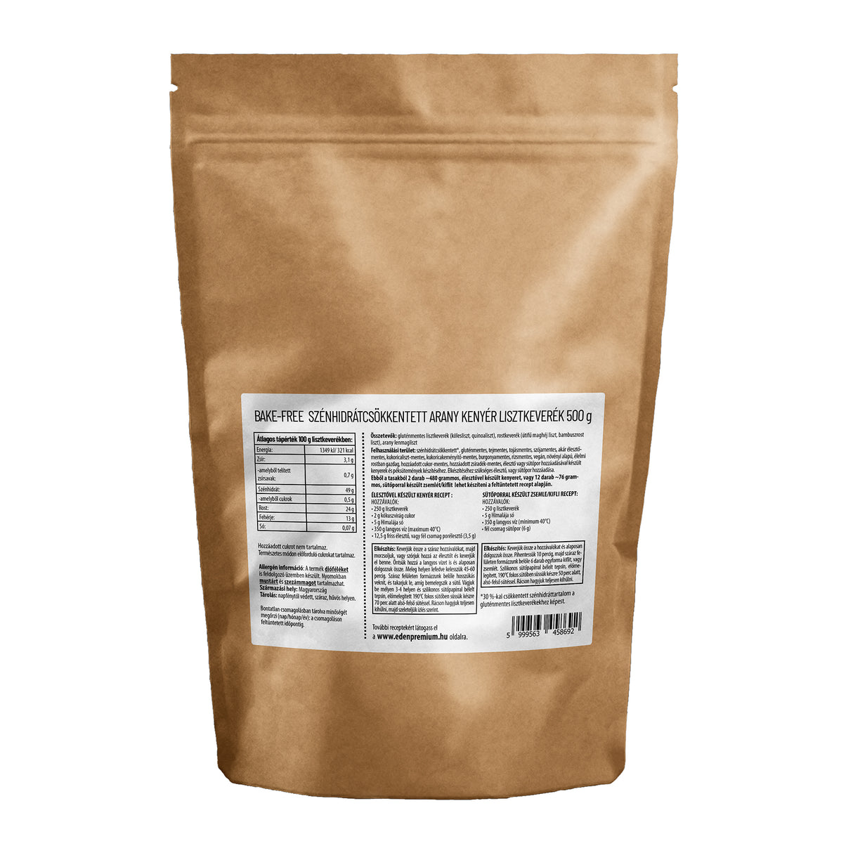 Bake-Free Szénhidrátcsökkentett arany kenyér lisztkeverék 500g