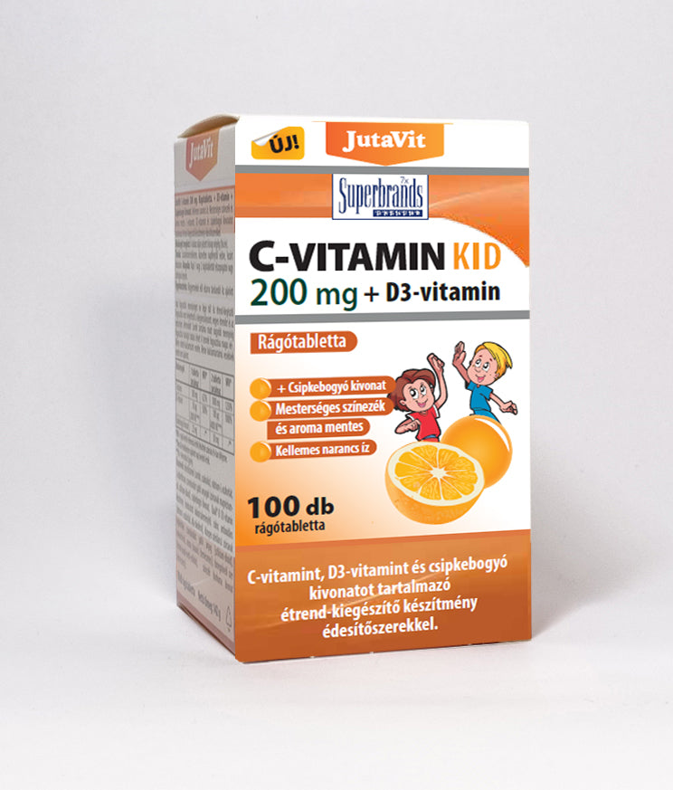 JutaVit C-vitamin 200mg+D3 narancs ízű rágótabletta 100x