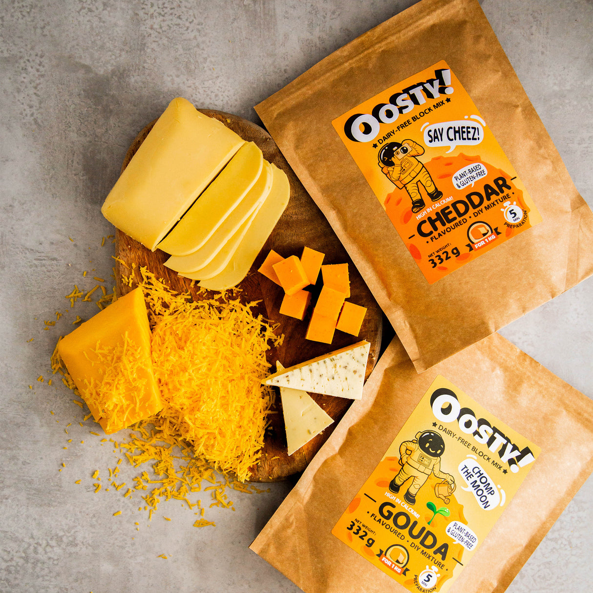 Oosty Cheddar ízű növényi alap mix 332g - 1kg növényi tömb elkészítéséhez