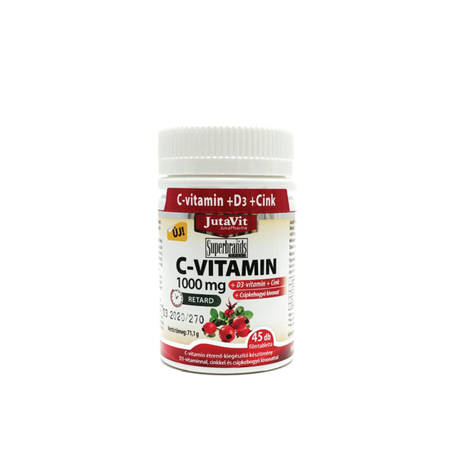 JutaVit C-Vitamin 1000mg nyújtott kioldódású csipkeb. + D3 vitamin + Cink 45x | Eden Premium