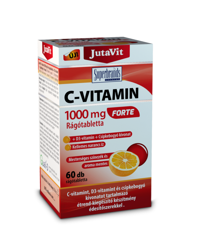 JutaVit C-Vitamin 1000mg Forte rágótabletta+D3-Vitamin+Csipkebogyó kivonat 60x | Eden Premium