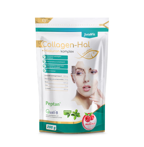 JutaVit Collagen-Hal + Hialuron komplex 200g – Málna íz | Eden Premium