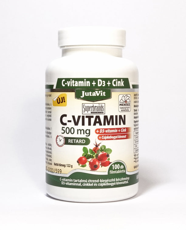 JutaVit C-vitamin 500mg nyújtott kiold.+csipkebogyó+D3+Cink vitamin 100x | Eden Premium